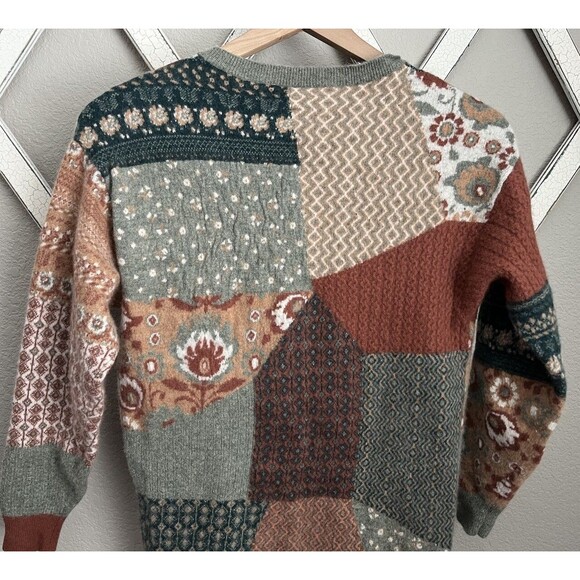 Garnet Hill Women's XS Patchwork Recycled Cashmere Sweater Dress - Picture 7 of 9